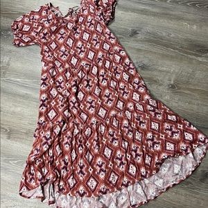 Knox Rose Women's Red Paisley Puff Short Sleeve Dress - Size Medium -NWOT